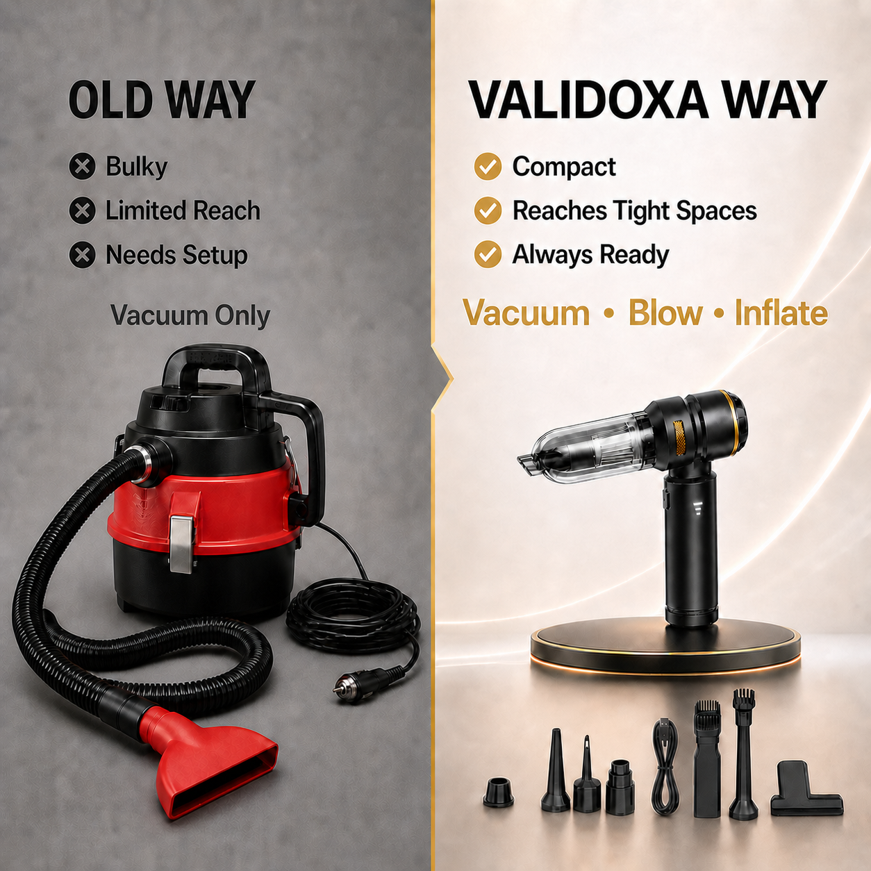 Validoxa™ Triple Air Pro 3-in-1 Car Vacuum, Blower & Inflator